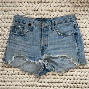 Denim Blue Women's Frayed Levi’s 501 Original Shorts